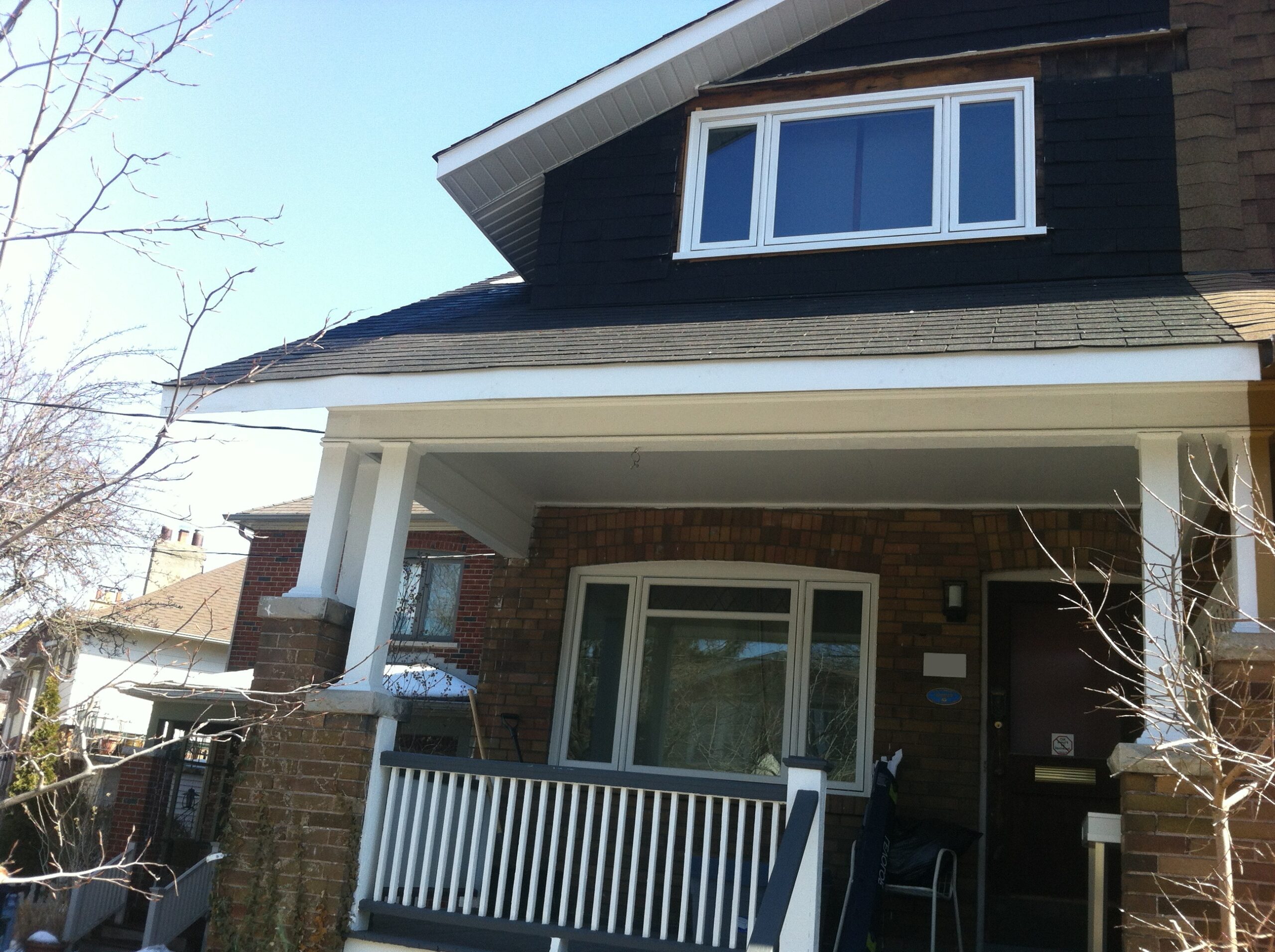 fascia repair on front porch roofline with aluminum trim fix