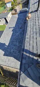 Gutter guard installed at roofline transition section in Vaughan